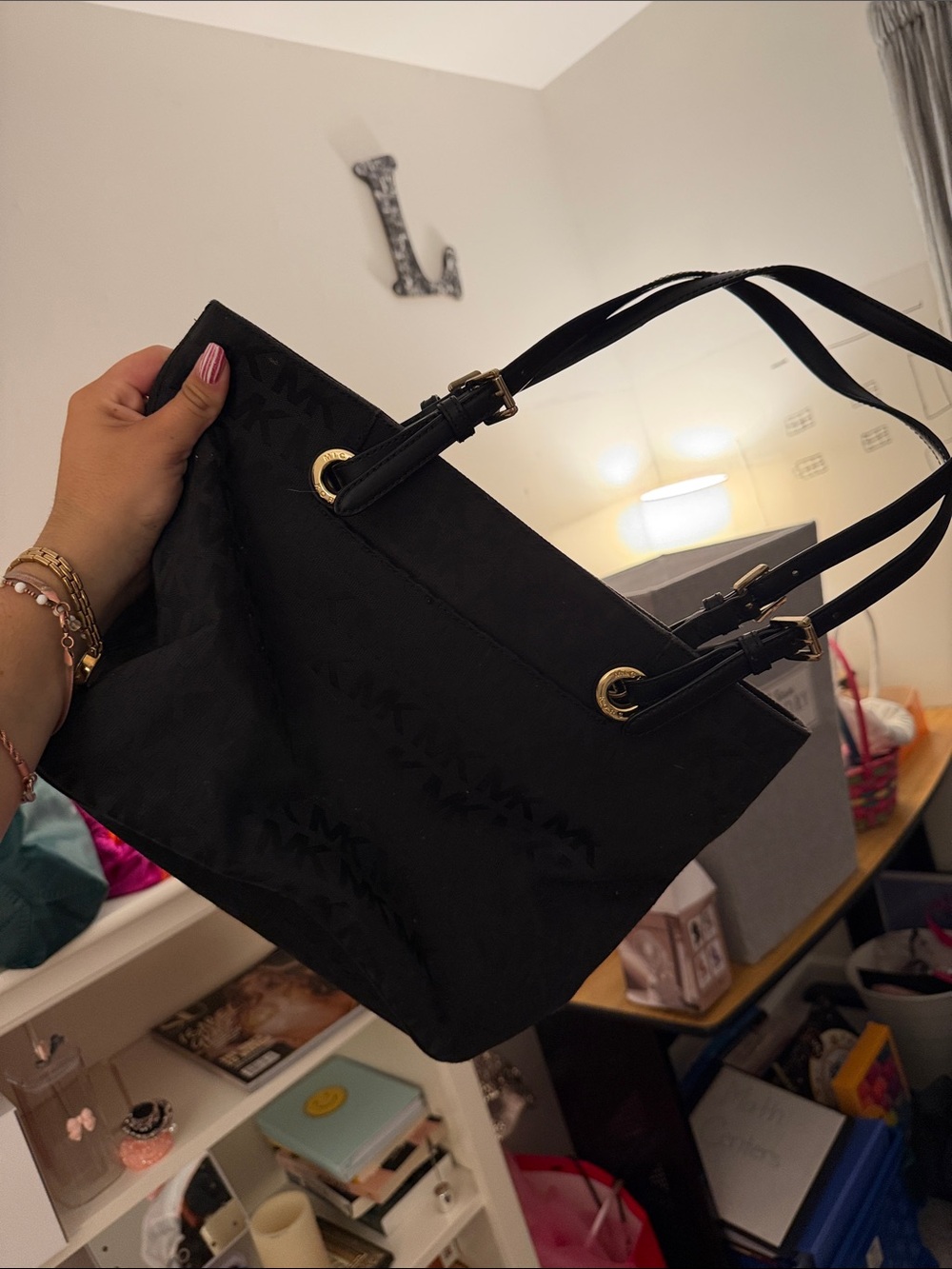 Michael Kors Black Tote with Gold Hardware